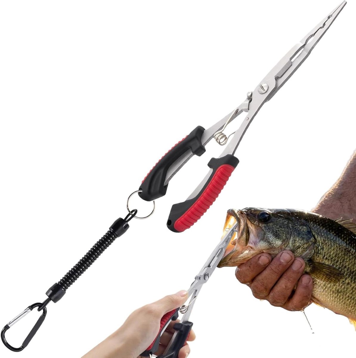 Kunstaas Vistang - Visgereedschap - Vissen en Haken Verwijderen - Roestvrij Staal - 21 cm - Rood