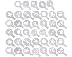 Decoratie Sjablonen voor Koffie en Desserts - 40 Stuks Latte Art Templates voor Cappuccino, Oatmeal en Cupcakes - Perfect voor Feestdagen en Speciale Gelegenheden