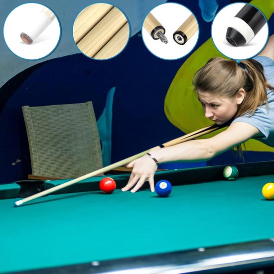 Biljartkeu - Poolstick - Spel Verbeteren - Esdoorn Constructie - 140 cm - Natuurlijk — afbeelding 2