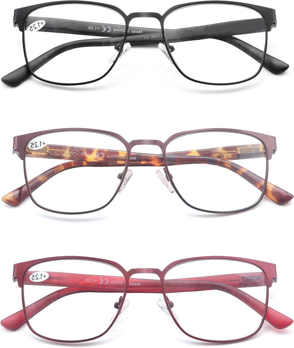 Leesbrillen Set - Optische bril - Beter Zicht - Blauw Licht Filter - 4 Stuks - Gemengde Kleuren