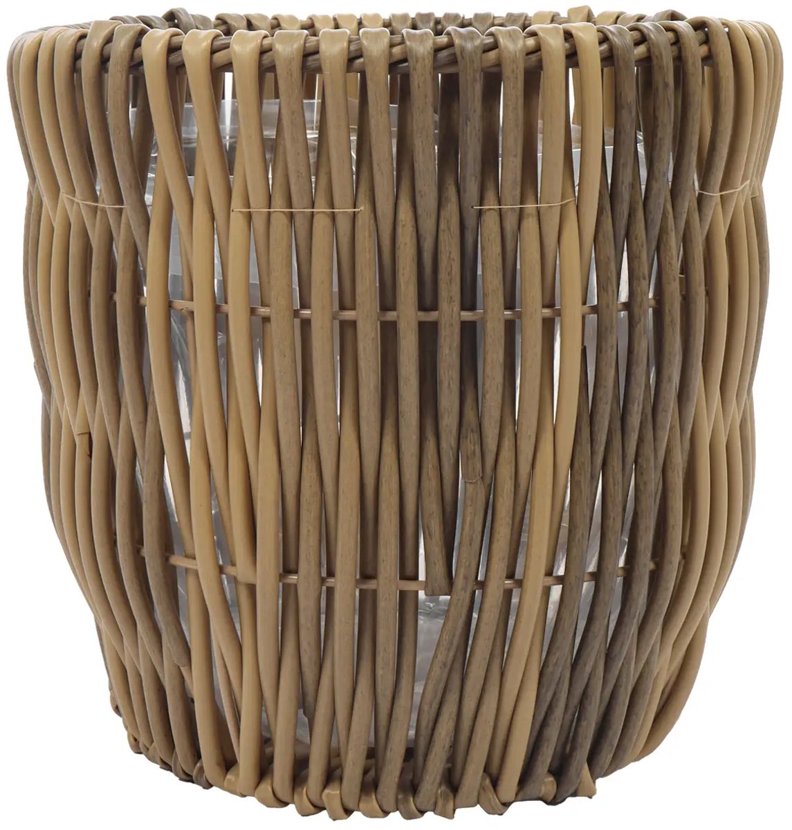 Rotan Plantenpot Naturel Ø30 | cm – Rotan Kunststof Bloempot Rond – Natuurlijke Look – Voor Binnen en Buiten