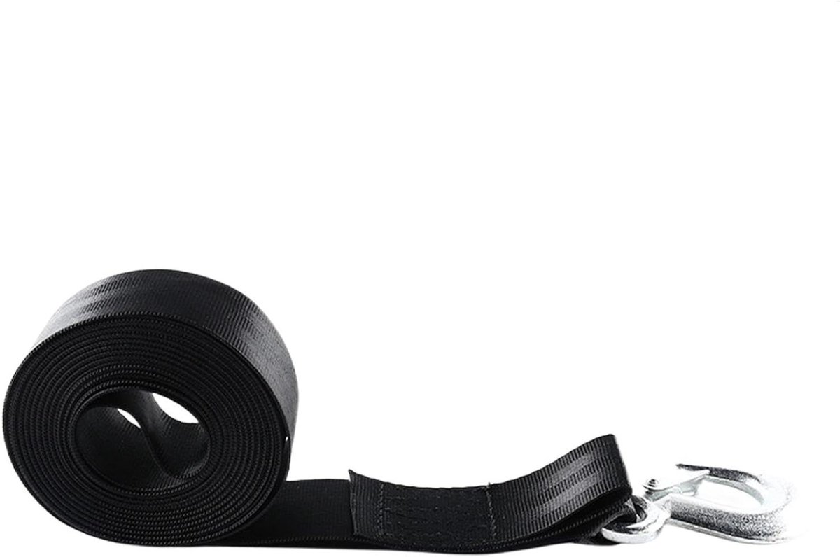 Trekband met haak - Liertouw trailer - Voertuigen slepen - Ondersteuning zware belasting - 5 x 50 cm - Zwart