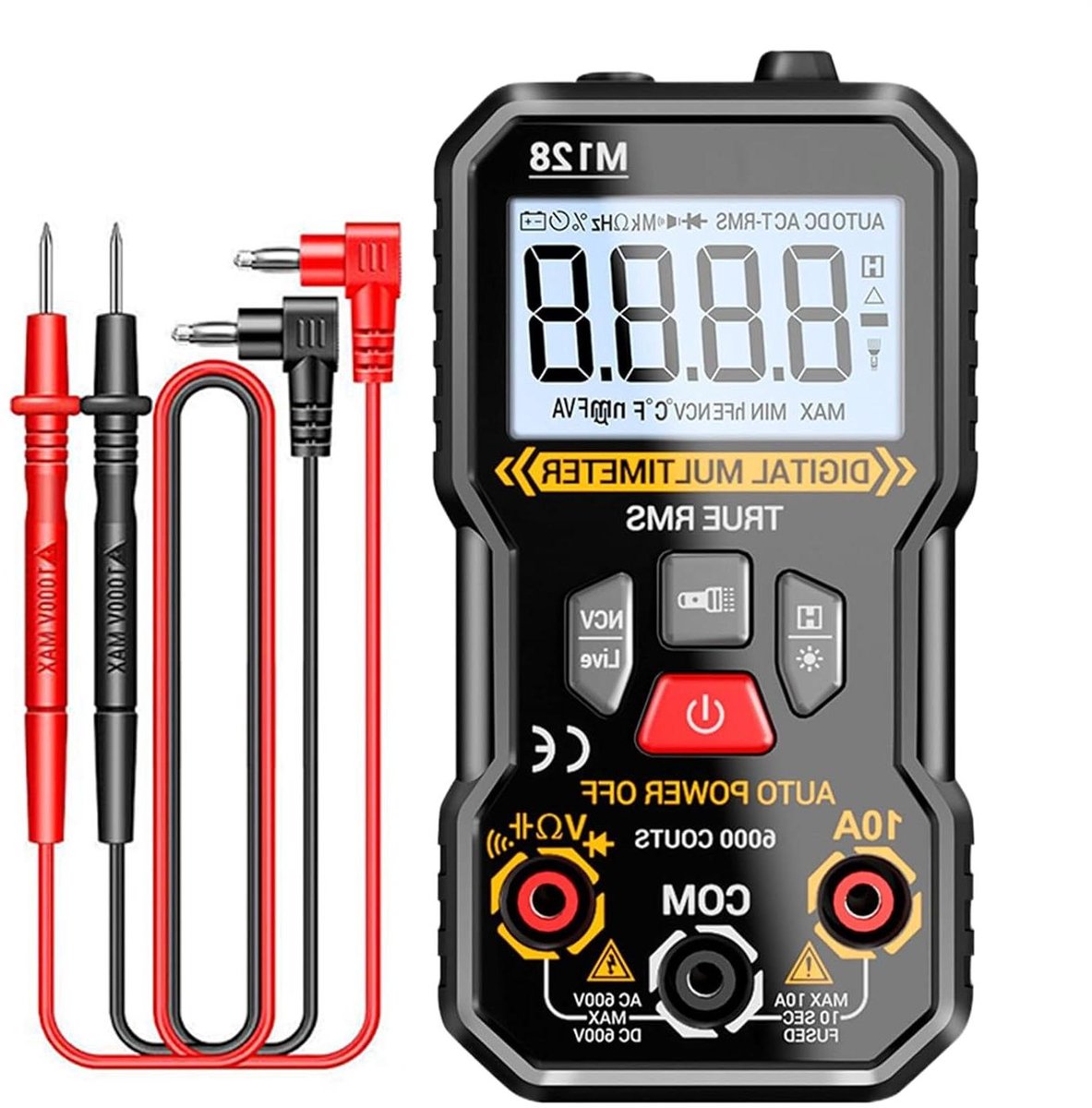 Digitale multimeter - Slimme meter - Elektrische metingen - Automatisch bereik - 6000 tellingen - Zwart