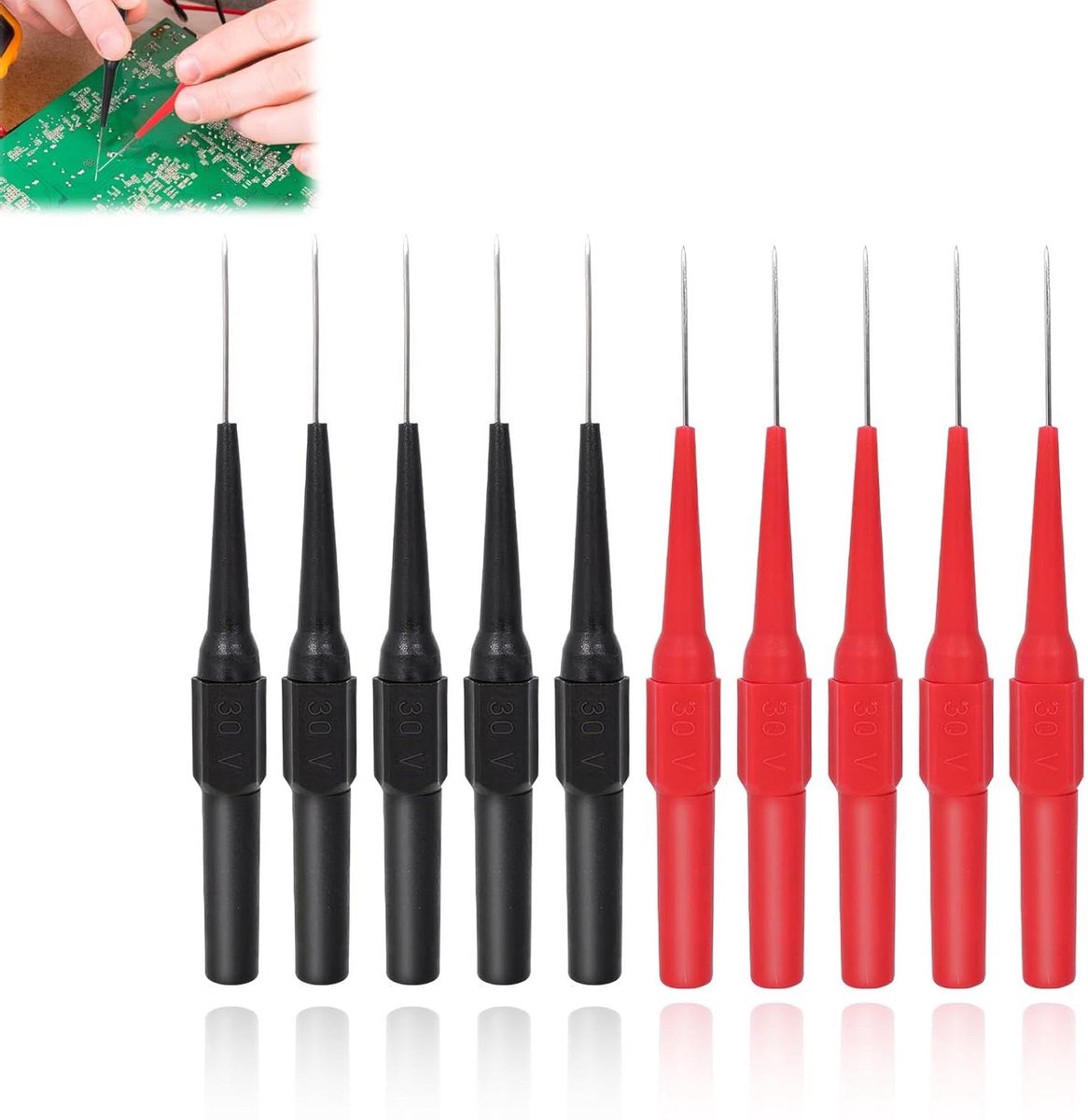 Multimeter Testsondes - Meetpennen Set - Elektrische Metingen - Nauwkeurige Punt - 10 Stuks - Rood Zwart