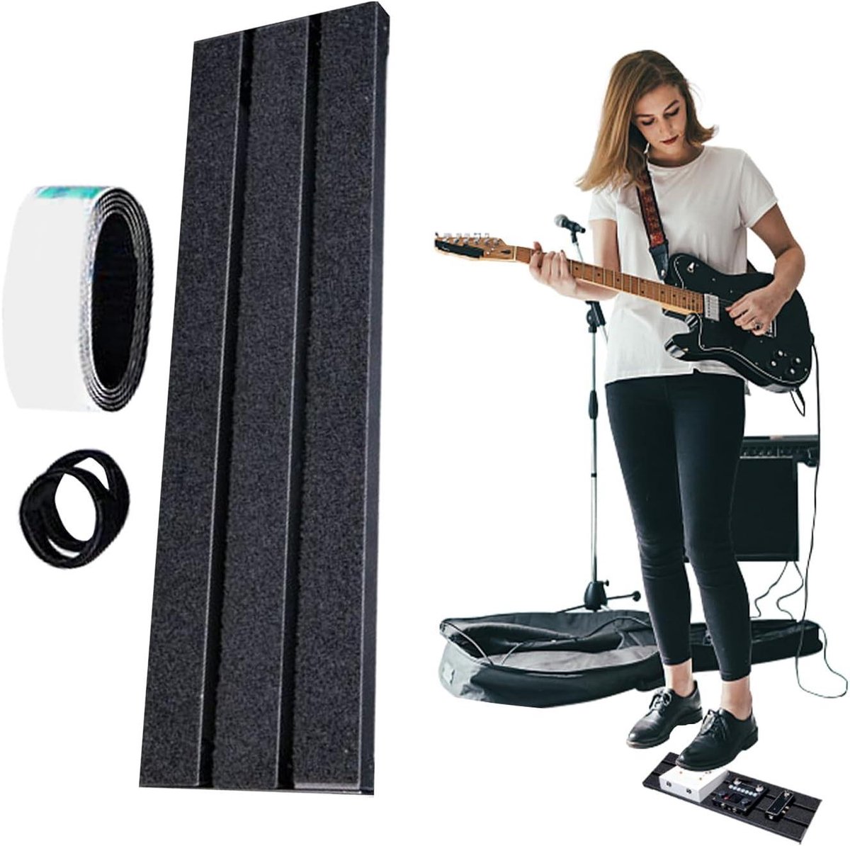 Gitaar Pedalboard - Effectenbord - Muziek Maken - Verbeterd Kabelbeheer - Klein formaat - Zwart