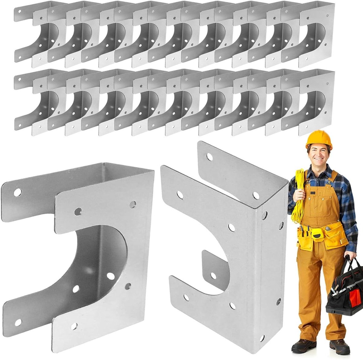 Spijkerplaten Voor Stijlen - Bevestigingsplaten Metaal - Frameconstructie Bouw - Gegalvaniseerd Staal - 20 Stuks Pak - Zilverkleurig