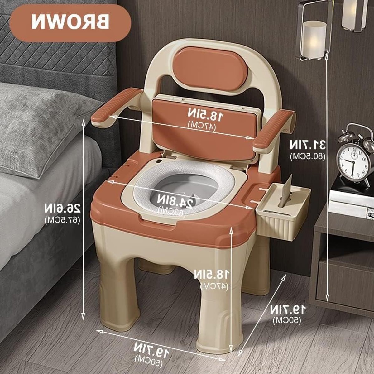 Commode stoel - Hulpstoel - Veilig Zitten - Opklapbare armleuningen - Tot 300 kg - Zwart