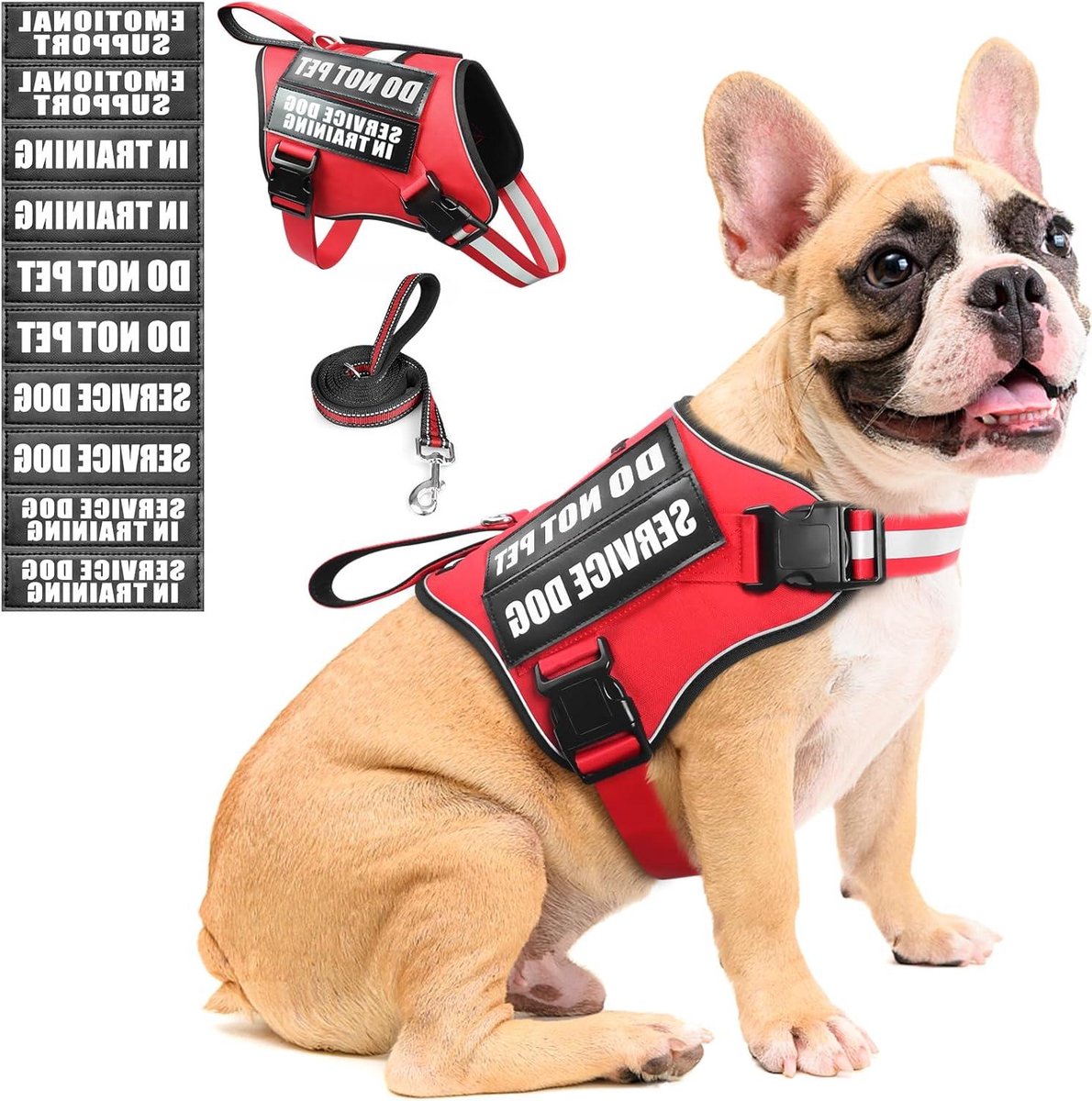 Hondenharnas met riem - Honden tuigje - Dagelijks gebruik - Verstelbaar en reflecterend - Maat M - Rood