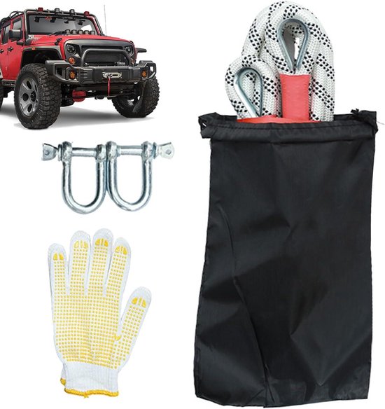Sleepkabel Auto - Trekkabel Vrachtwagen - Voertuig Hulp - Versterkte Stalen Ogen - 5 Ton 3 Meter - Wit