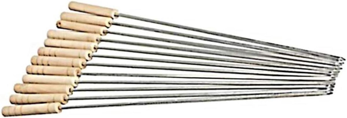 Barbecue Spiesjes - Grill Prikkers - Lekker Grillen - Houten Handvat - 305 cm - Zilver