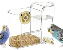 Vogelvoederhuisje - Voederbak Drinkfontein - Vogels Voeden - Dubbele Functie - 250ml Capaciteit - Transparant