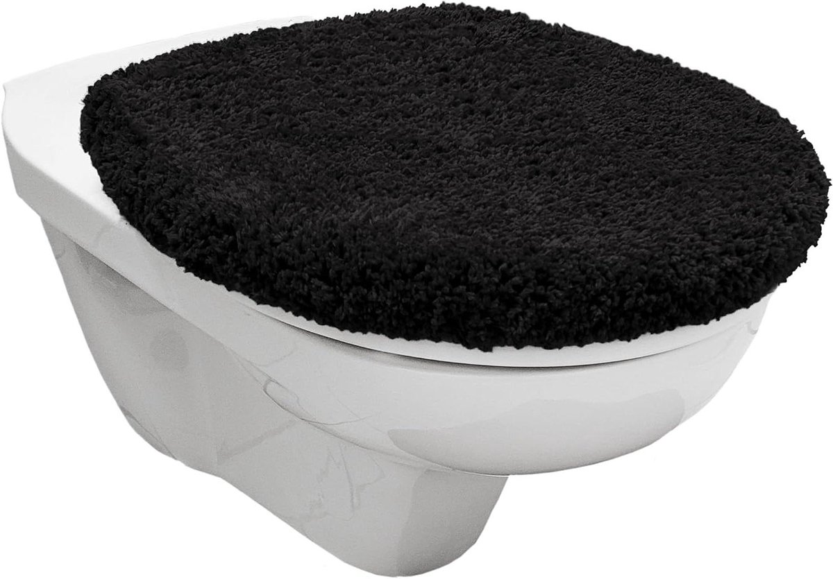 Toiletzitting hoes - Zachte toiletdeksel - Extra comfort - Antislip onderkant - 38x48 cm - Zwart