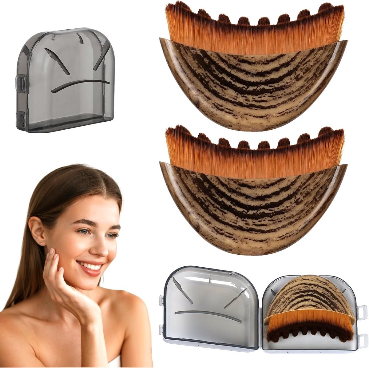 Ergonomische Gezichtsborstel voor Lymfedrainage, Massager voor Gezichtscontouren, Inclusief Opbergdoos, Set van 2, 8 x 6 cm, Perfect voor Huidverzorging en Ontspanning