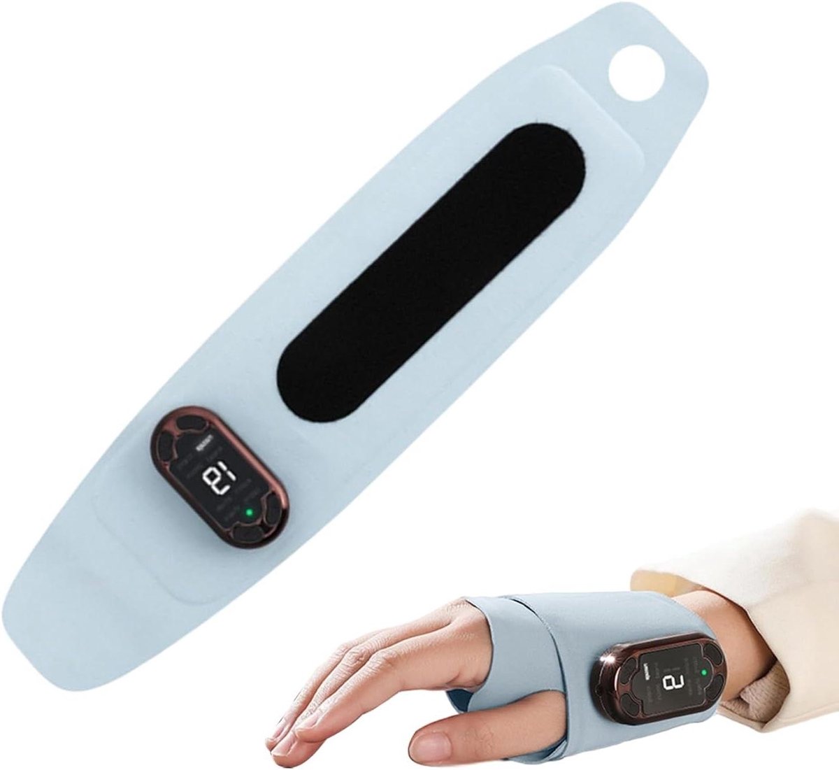 Polsmassageapparaat - Verwarmende polsband - Ontspanning en verlichting - 8 massage modi - 34 x 9 cm - Blauw