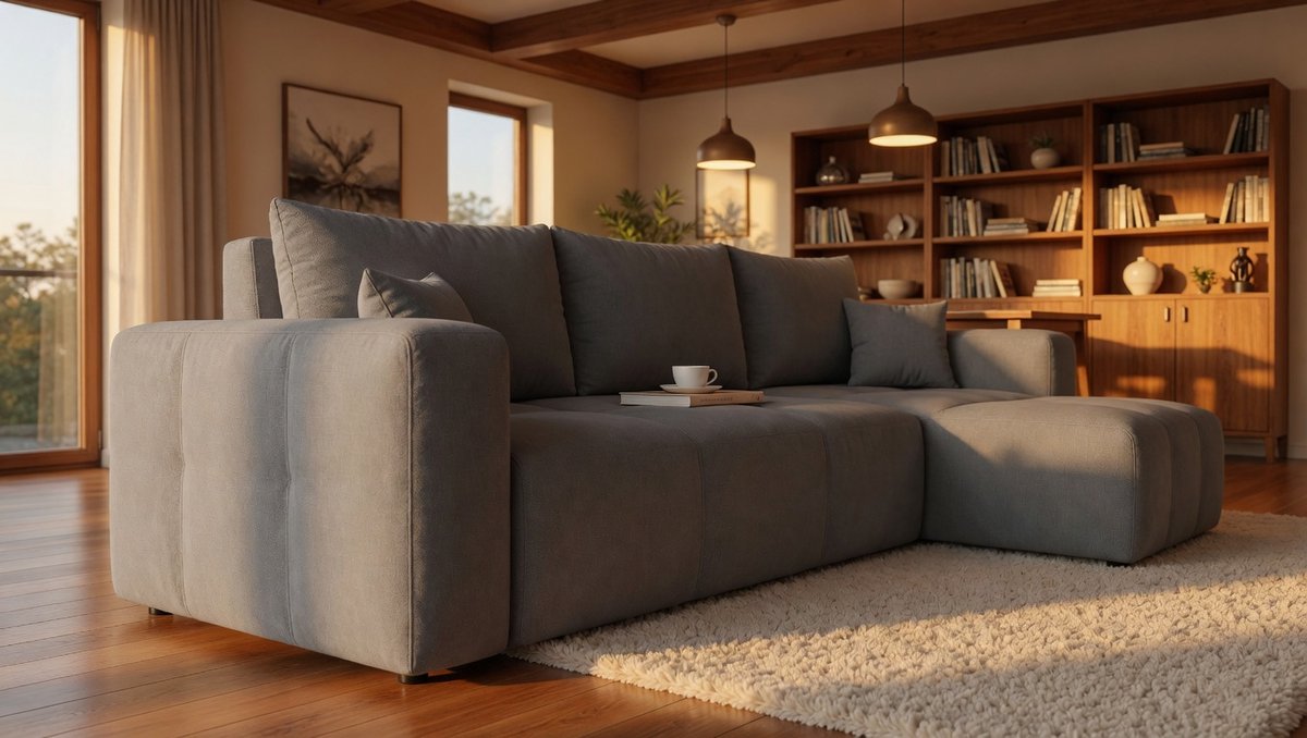 Hoekbank met Slaapfunctie en Bedlade – Arqam UrbanSleep Luxe L-vorm Slaapbank 3-Zits Uitklapbaar – Modulair Links/Rechts – Donkergrijs – 248x145 cm – Velvet Fluweel Bank