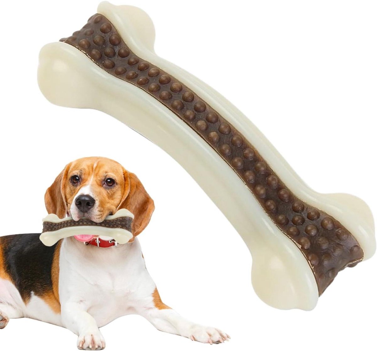 Honden Kauwspeelgoed - Interactief bot - Tanden reinigen - Duurzaam nylon - 11 x 45 x 45 cm - Bruin