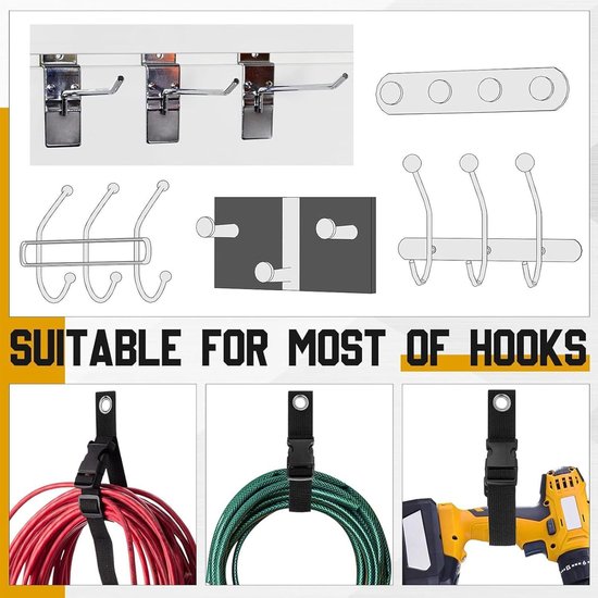Kabel Organizer - Slang Hanger - Opruimen Werkplaats - Zes Verstelbare Riemen - 25x405 cm - Grijs — afbeelding 3