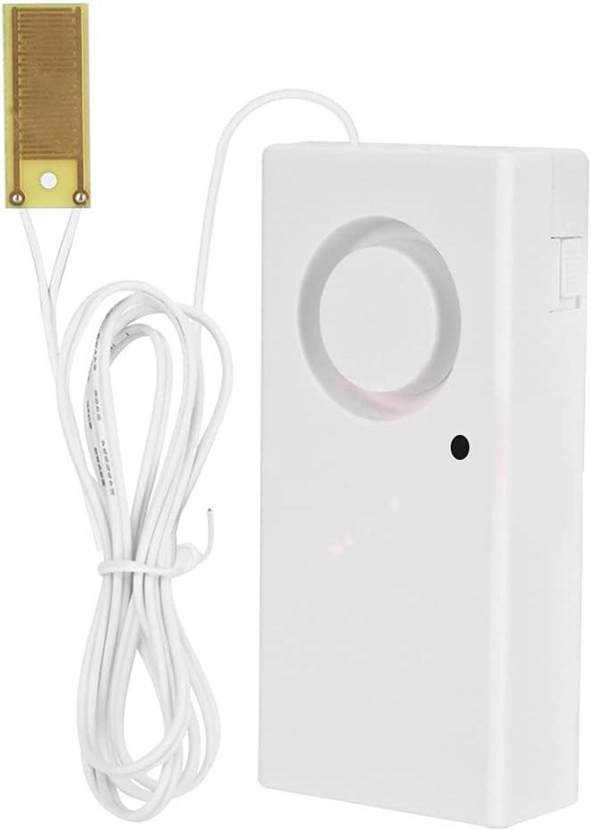Waterlekkage Alarm - Waterdetector Geluid - Huisbeveiliging Thuis - Zeer Gevoelige Inductie - 10x6x4 cm - Wit