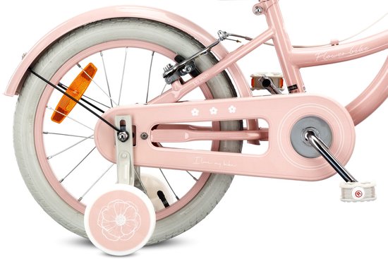 Sun Baby Kinderfiets 16 Inch FLOWER BIKE Retro, Fiets voor Meisje 4-6 Jaar, Max 50 kg - V-brakes, zijwielen, bel, reflectoren, stalen frame, verstelbaar - Roze van Sun Baby — afbeelding 4