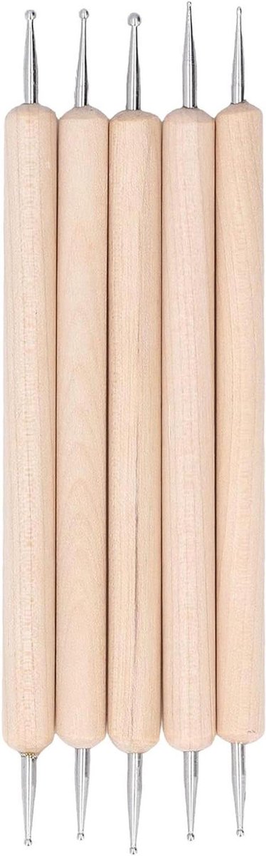 Precisie Styli Set - Gereedschap Set - Gedetailleerd Ambacht - Roestvrijstalen Punten - 5 Delig - Natuurlijk Hout