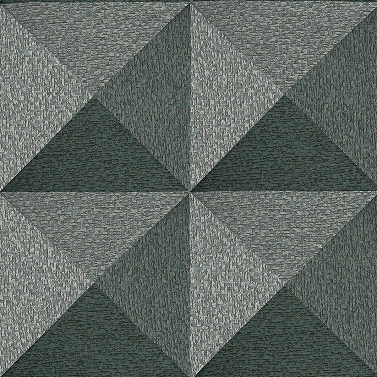 Exclusief luxe behang Profhome SA524105-DI vliesbehang hardvinyl warmdruk in reliëf gestempeld met geometrische vormen glimmend blauw petrol platinagrijs 5,33 m2