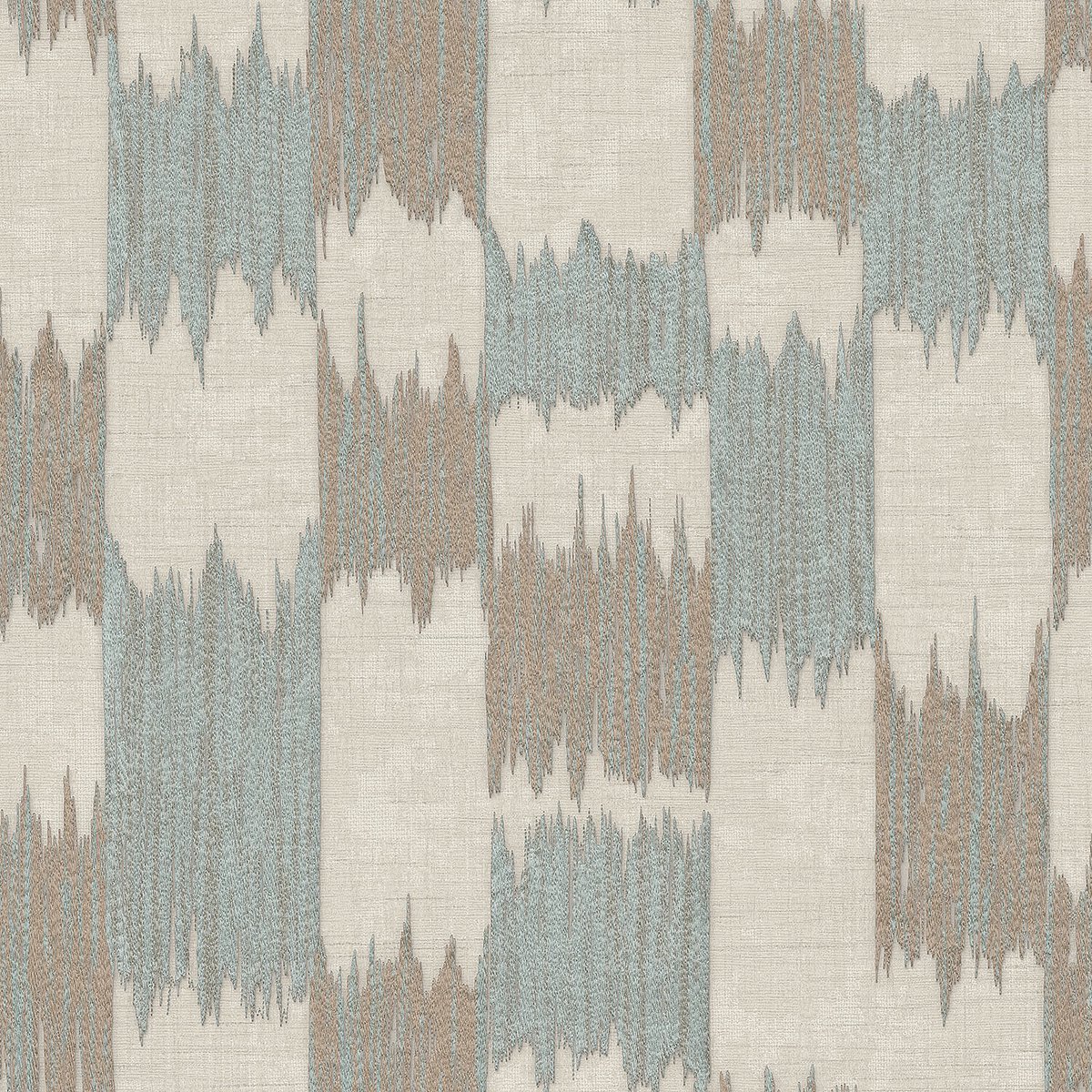 Etnisch behang Profhome RE521034-DI vliesbehang hardvinyl warmdruk in reliëf gestructureerd in textiel look glanzend beige pastelturquoise koperbruin parelmoer-goud 5,33 m2