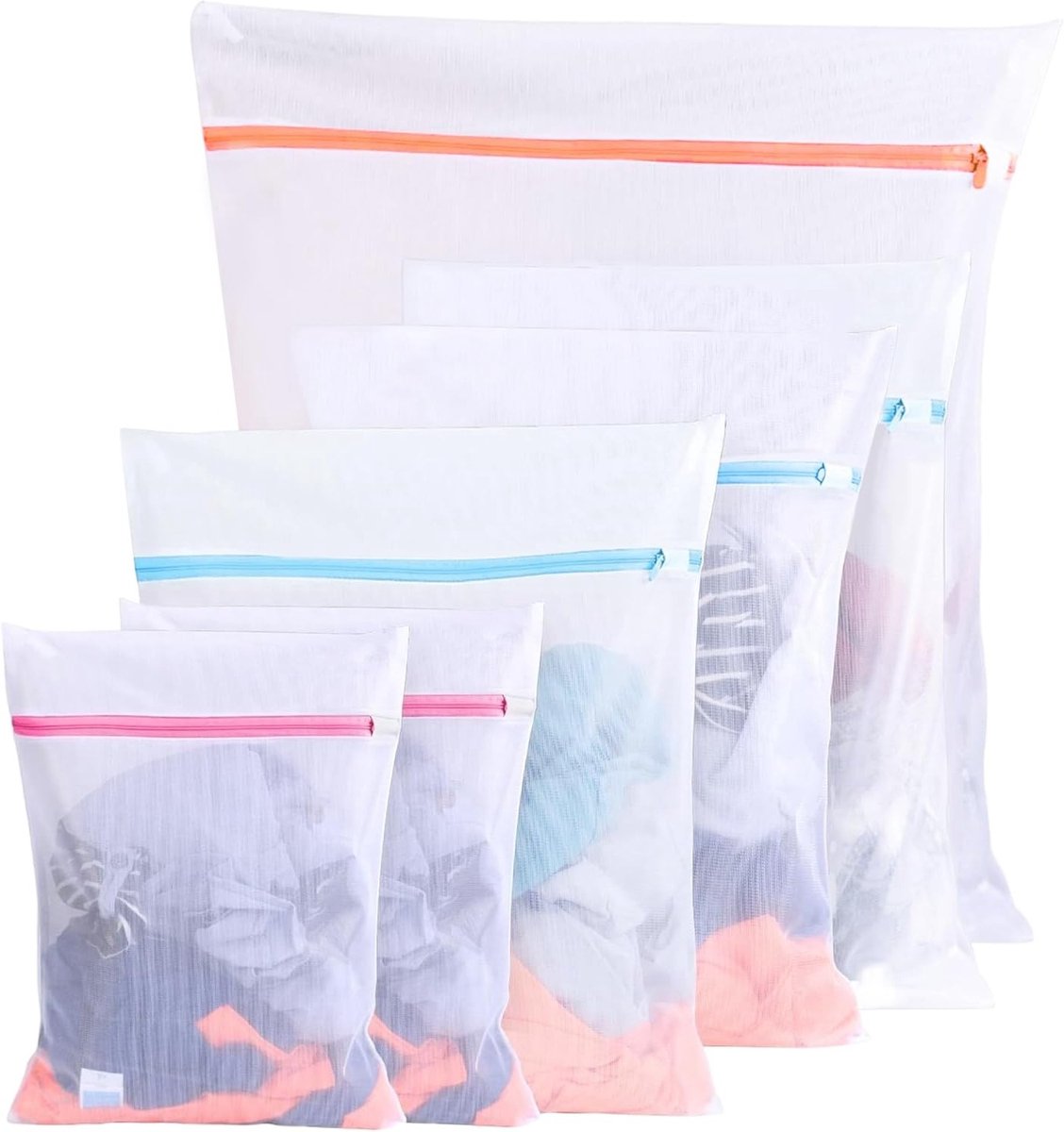6-delige Wasnetten voor Wasmachine, 3 Maten Waszakken voor Kleding, Bescherming van Kleding, Ideaal voor Sweaters, Hemden en Ondergoed
