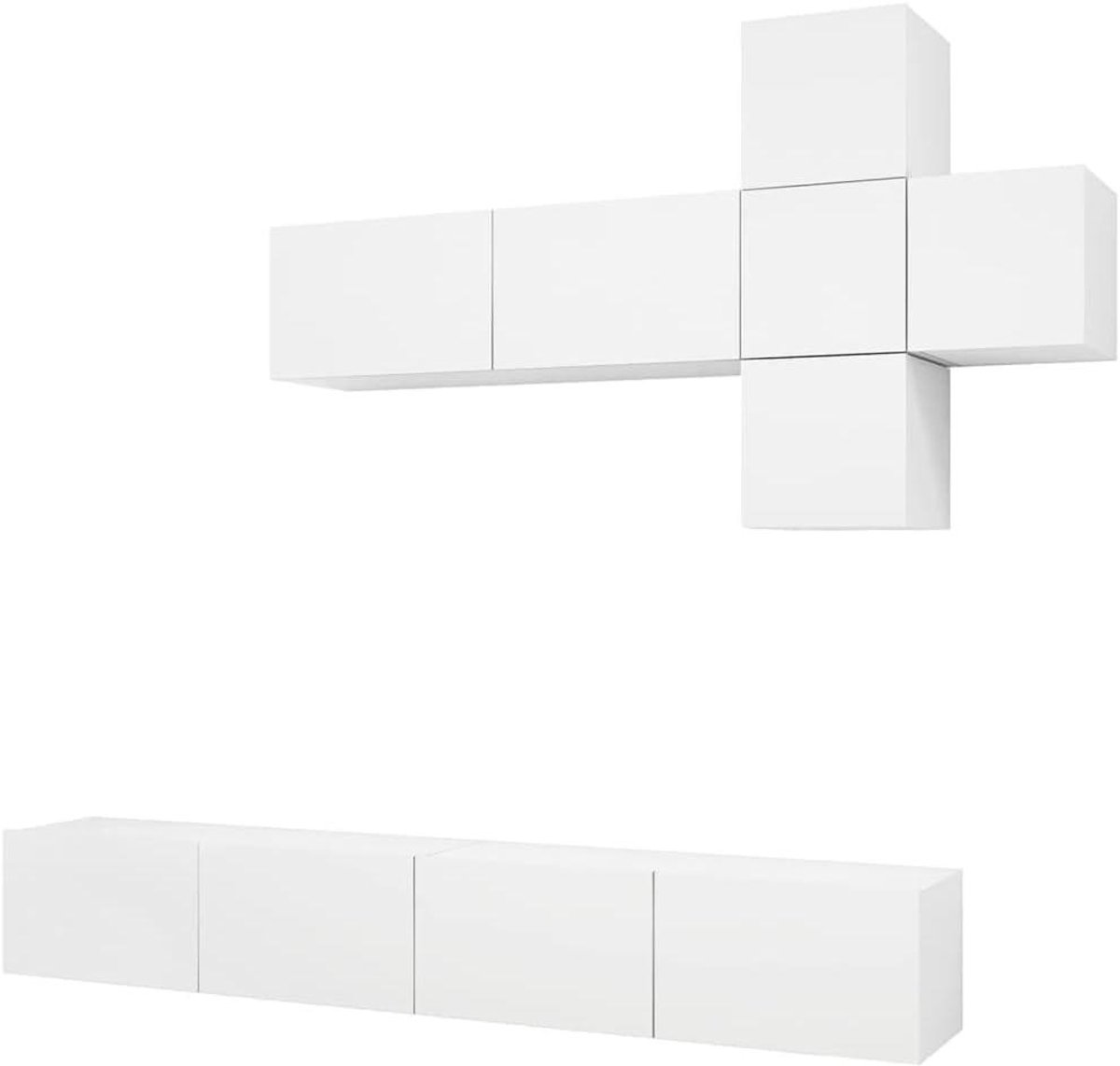 Tv-meubelset - Mediabed - Opbergen Media - Hangend Ontwerp - 100 cm - Wit