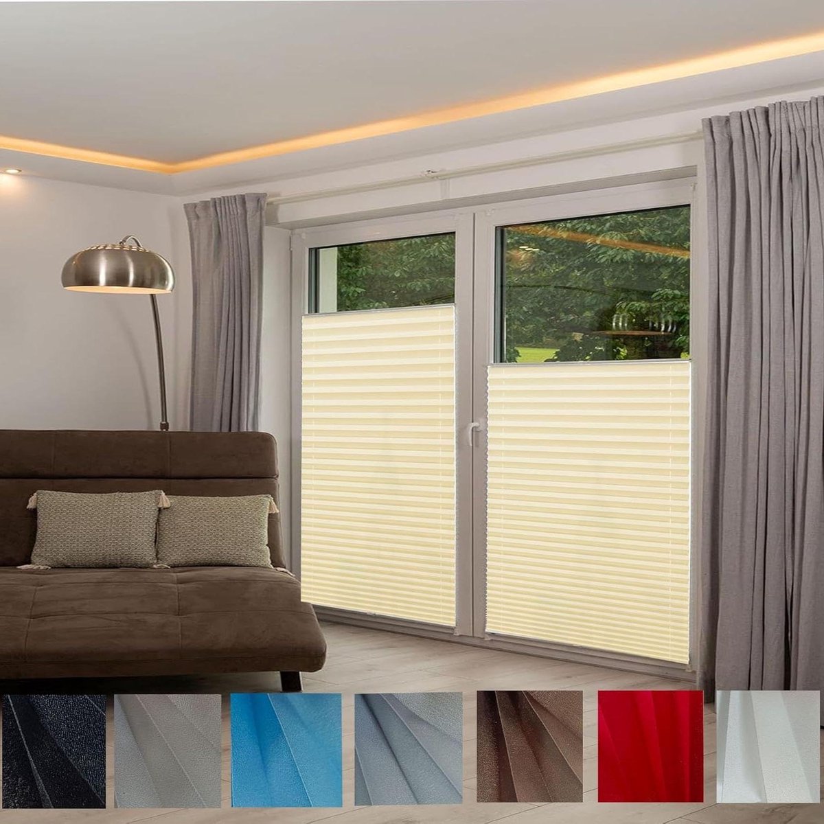 Plisségordijn - Jaloezie - Privacy Creëren - Montage zonder boren - 35x100cm - Beige