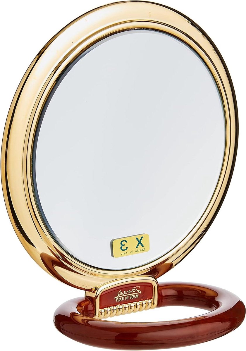 Make-up spiegel voor de tafel verguld en schildpad - 3-voudige vergroting - diameter 13 cm. make up tafel