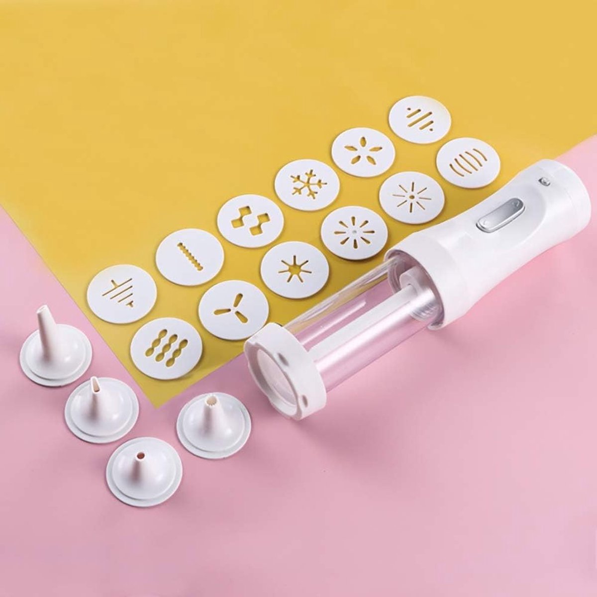 DIY Koekjesmaker Set met 12 Disc en 4 Icing Tips voor Perfecte Koekjesdecoratie en Taartversiering