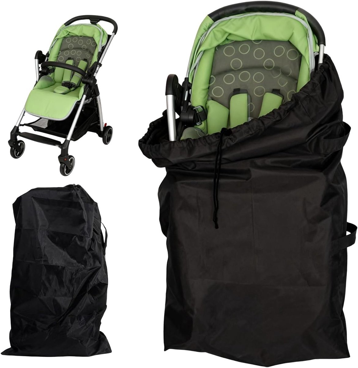 SnelShoppen - Transporttas Kinderwagen Universele Beschermhoes Vliegtuig Zwart Reistas voor Buggy en Kinderwagens, Ideaal voor Reizen en Vakanties