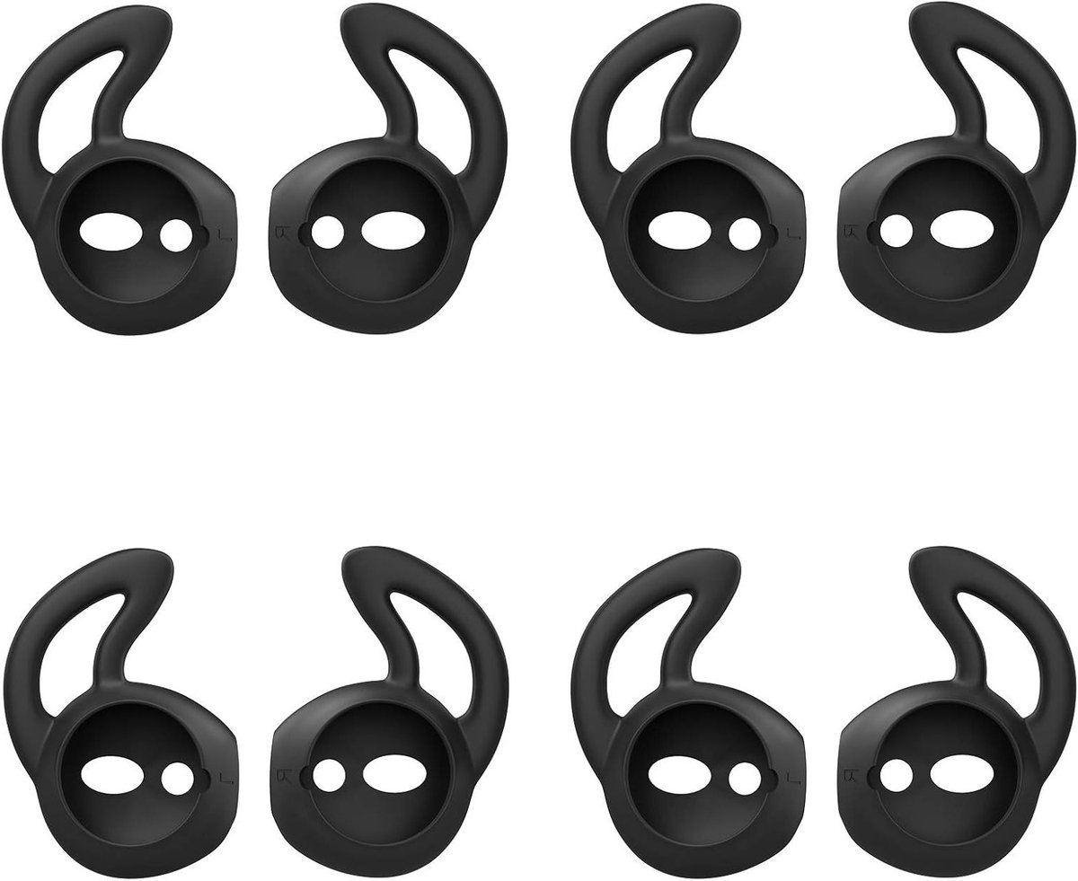 Siliconen Oordopjes voor Apple AirPods en EarPods - 4 Paar, Zachte Antislip Sport Oordopjes, Bescherming tegen Vallen en Comfortabele Pasvorm - Zwart