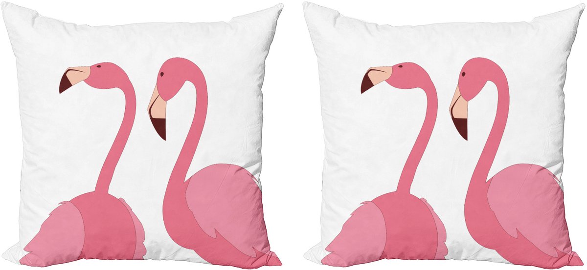ABAKUHAUS Flamingo Decoratieve Kussenhoes, Set van 2, Modern Accent, Dubbelzijdige Digitale Print, 50x50 cm, Pastelroze Donker Fuchsia Pastel roze donker fuchsia