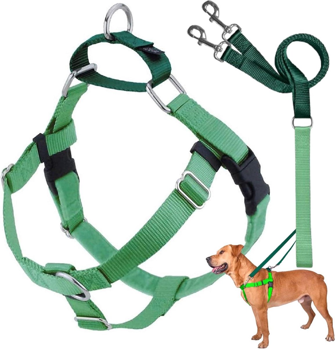 Hondentuig - Anti-trek tuig - Comfortabel wandelen - No-pull ontwerp - Maat L - Neon Groen