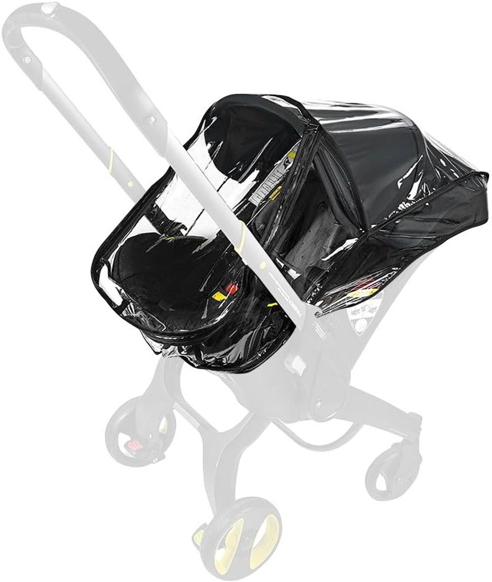 Transparante Regenhoes voor Kinderwagens - Winddichte en Waterdichte Bescherming voor Doona en Andere Kinderwagens - Reisaccessoire voor Optimale Bescherming tegen Regen en Wind