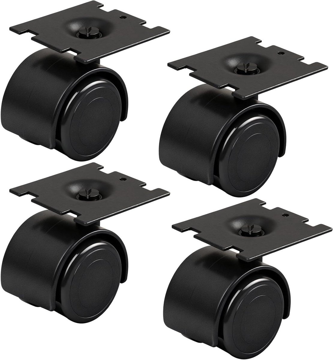 Wiel/Plaat Set - Stofzuigerwielen - Stofzuiger Onderhoud - 40 mm Diameter - 4 Stuks - Zwart