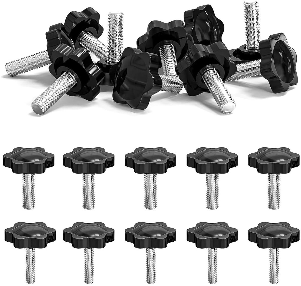 Set van 25 M6 Knurled Screws, Ster Grip Schroeven 40 mm, Vleugelmoeren voor Meubelbouw, Elektronica en Werkplaatsgebruik