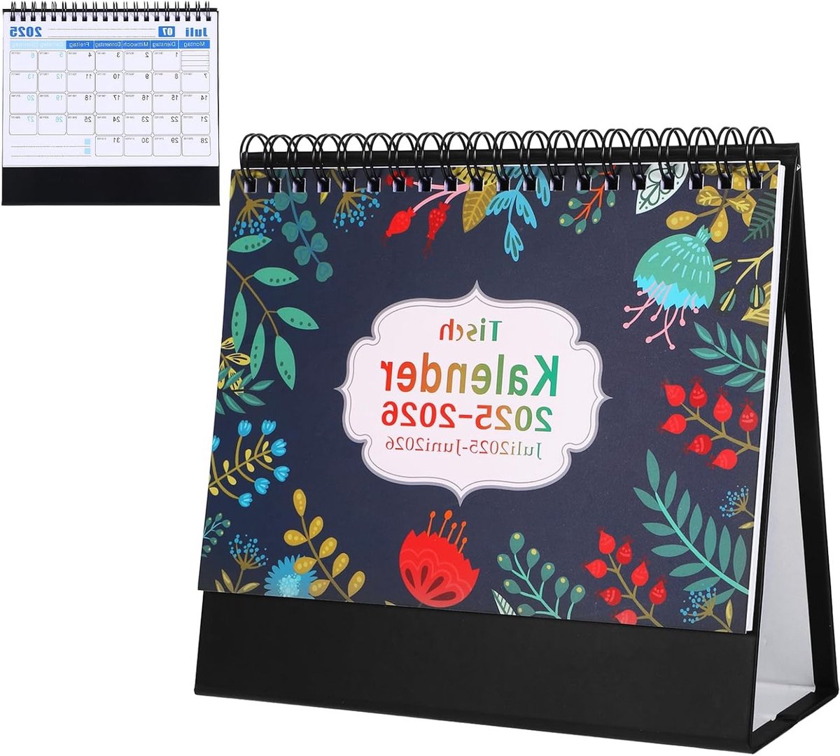 Driehoekige tafelkalender van juli 2025 tot juni 2026, stabiele planner voor kantoor, kleurrijke maandkalender met datums en handige gadgets