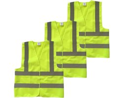 Veiligheidsvesten Set - Reflectie Kleding - Werk Veiligheid - Hoge Zichtbaarheid - 3 Stuks - Neon Geel