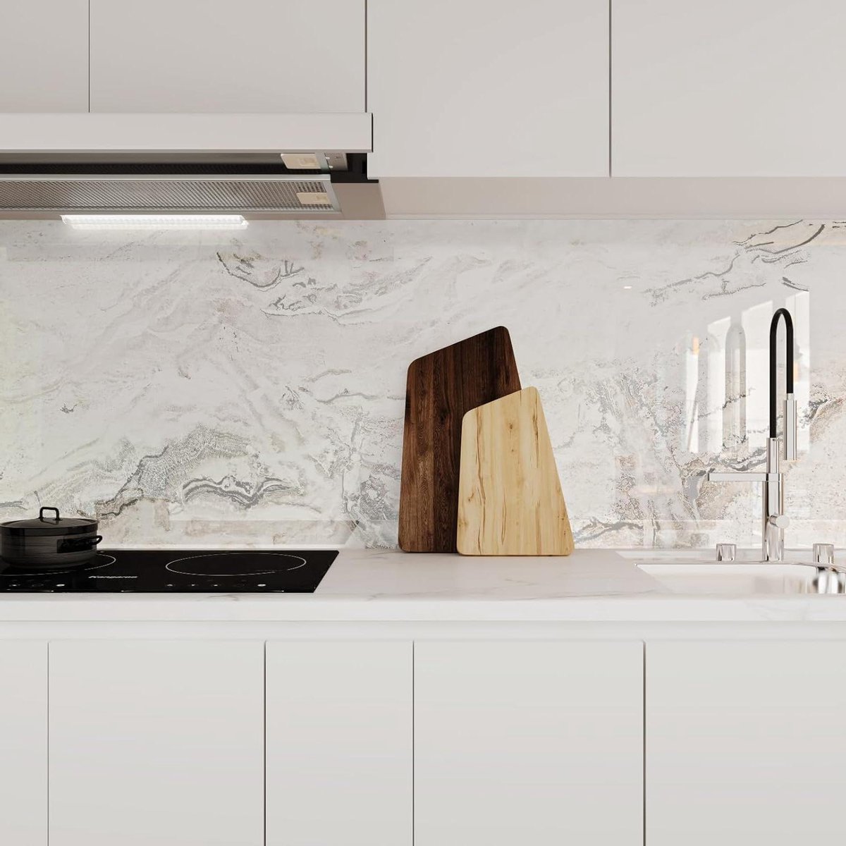 Marmerfolie - Keukenfolie - Werkblad Bekleden - Waterdicht & Afwasbaar - 40x300cm - Beige Grijs