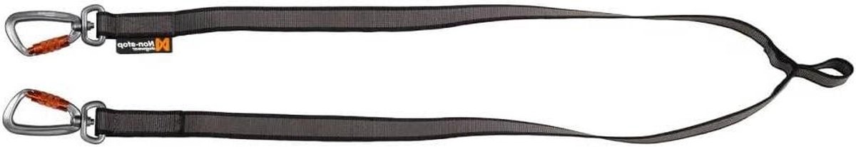 Hondenriem Touring Double - Hondenlijn Dubbel - Wandelen met hond - Weerbestendig materiaal - 13mm breed - Zwart/Grijs