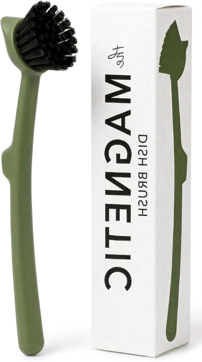 Schotelschrobber - Afwasborstel Schrobber - Aanrecht Opruimen - Magnetisch Gootsteen Bevestiging - 279 mm - Mos Groen