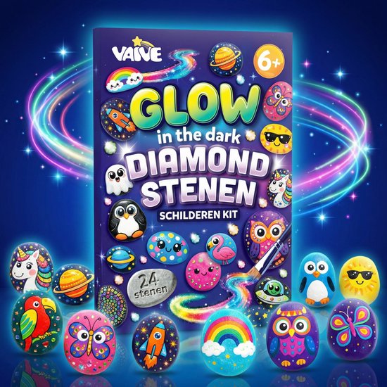 Vaive Stenen Schilderen 2109-delig – Glow in the Dark Happy Stones Knutsel Pakket – Knutselen - Knutselset voor Meisjes & Jongens - Knutselpakketten