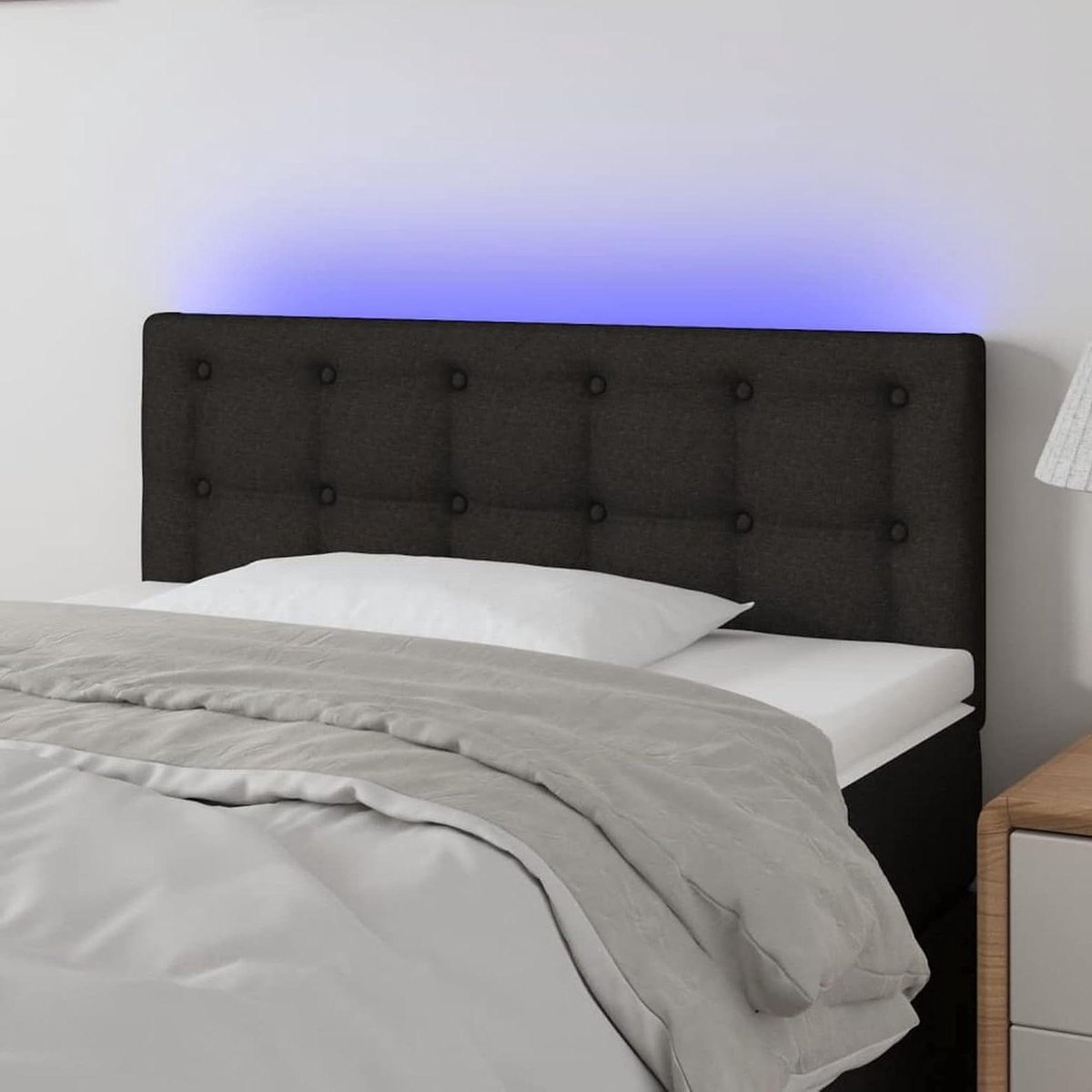 Hoofdbord Bed - Bedhoofdeinde Decoratie - Slaapkamer Aankleden - Met LED Verlichting - 100 x 5 x 88 cm - Zwart