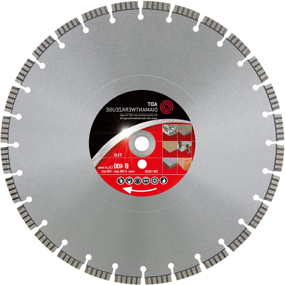 Diamantdoorslijpschijf - Diamantzaagblad Steen - Beton Snijden - 10mm Turbosegment - 400mm - Niet van toepassing
