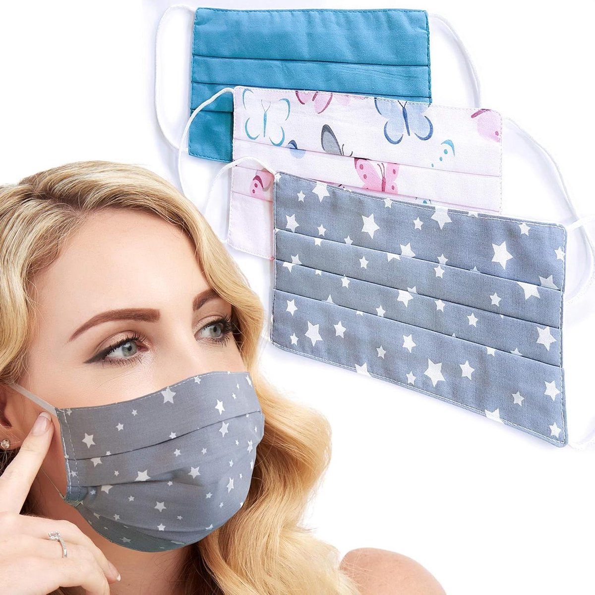 Doek Gezichtsmaskers - Herbruikbaar Masker - Dagelijks Gebruik - Organisch Katoen - 18x10cm - Feestelijk