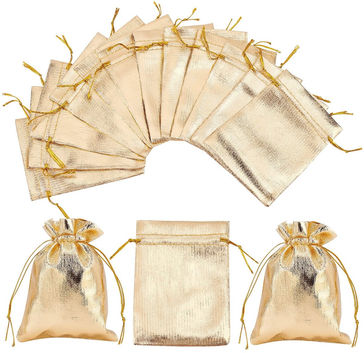 Allecto - Organza Zakjes - Sieraden Opslag - Gouden Kleur - Bruiloft Gift - Snoep Verpakking - 50 Stuks 9 x 12 cm