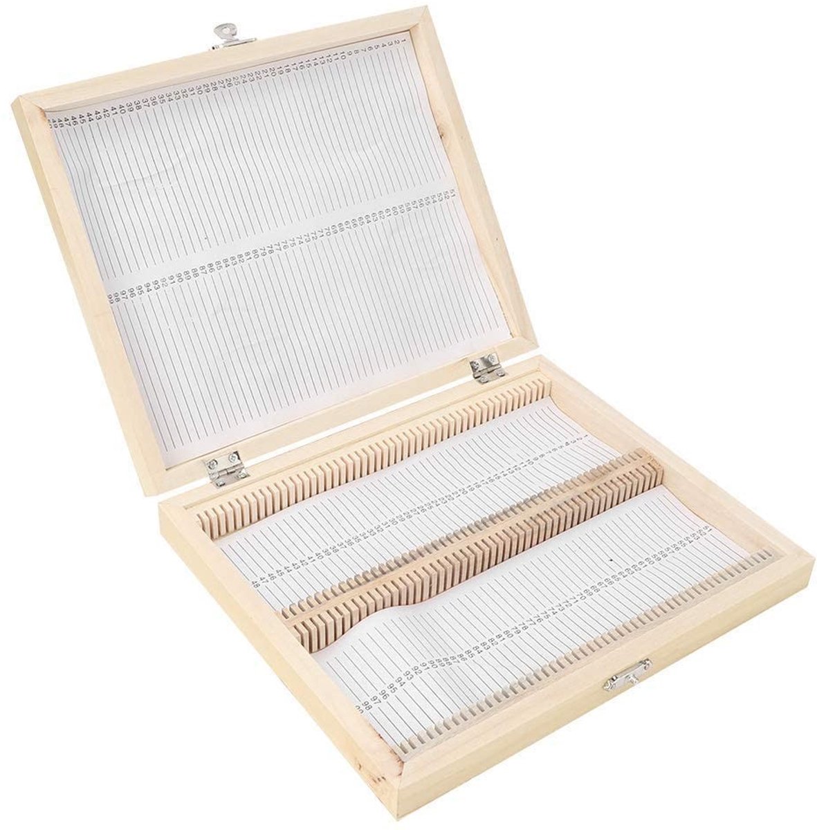 aladdien - Microscoop Glazen Slideshouder - Houten Opbergdoos - Voor 100 Microscopische Preparaten - Inclusief deksels - Ideaal voor Onderwijs - Ges...