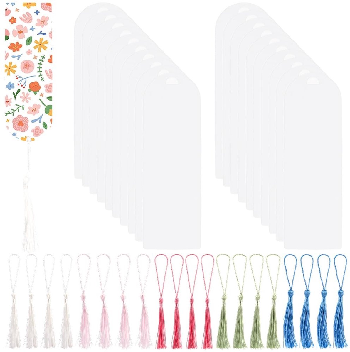 SPHProducts - Acryl Boekenlegger Kit - 20-delige Set - Inclusief Kleurige Tassels - DIY Transparante Blanks - Creatief en Handig - Geschikt voor Boeke